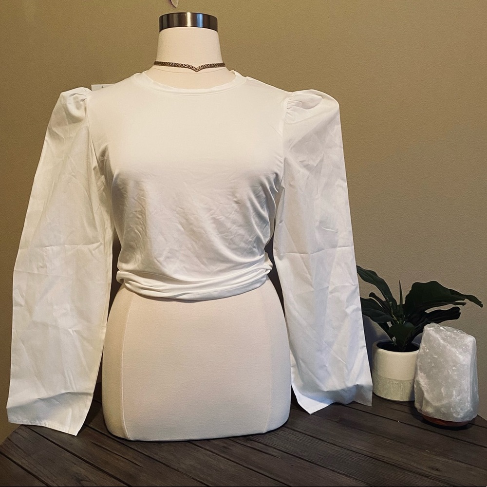 PRETTYLITTLETHING PLUS puff sleeve blouse NWT